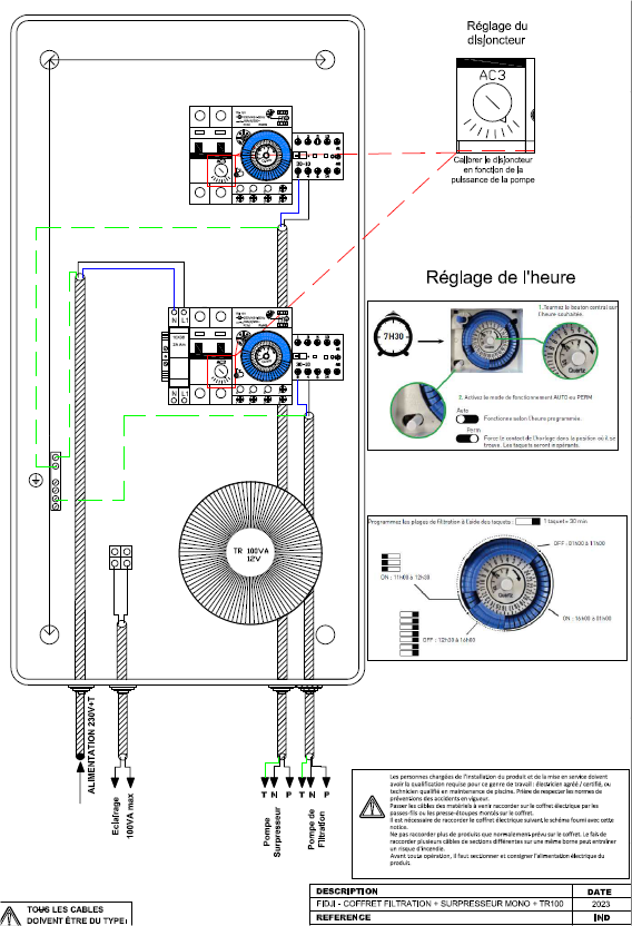 notice de branchement coffret de filtration piscine