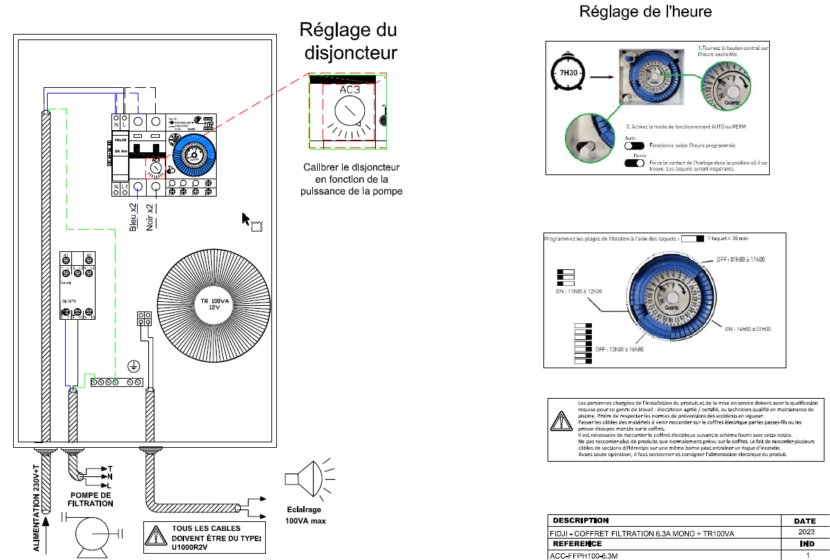 notice de branchement coffret de filtration piscine