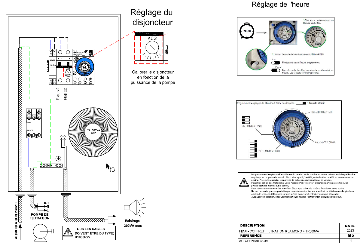 notice de branchement coffret de filtration piscine