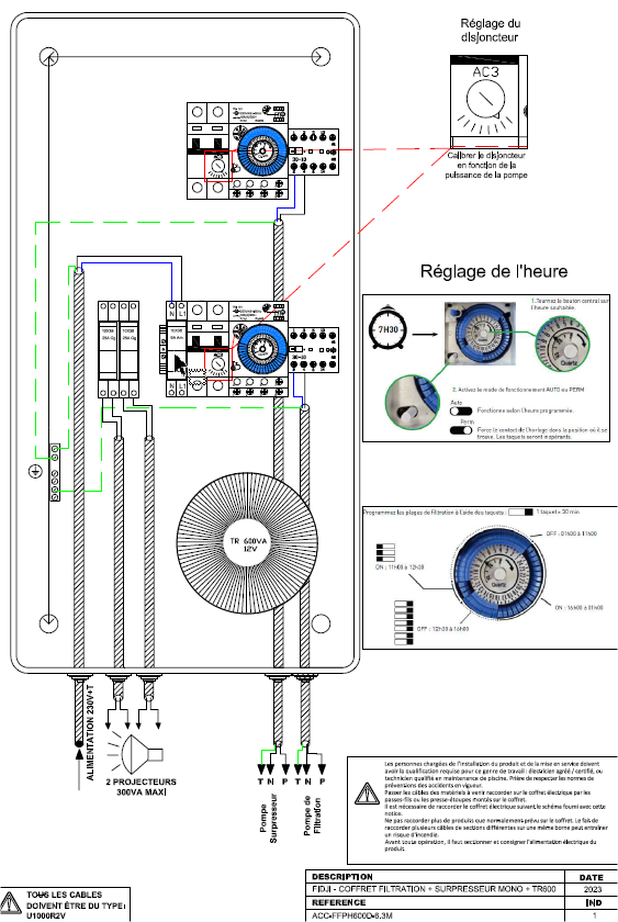 notice de branchement coffret de filtration piscine