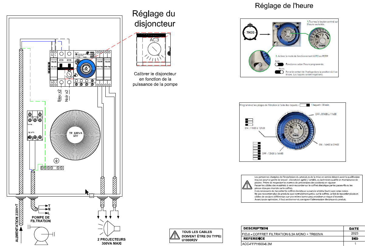 notice de branchement coffret de filtration piscine